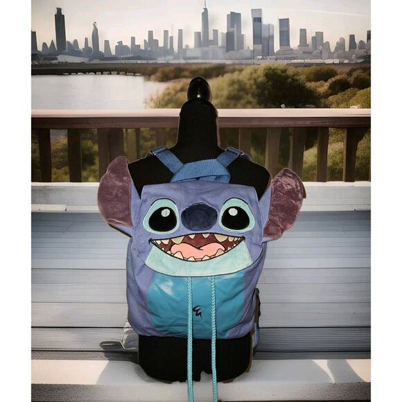 Disney Parks Stitch Canvas Backpack Drawstring & Magnetic Closure 14x12x5 READ - Picture 1 of 11